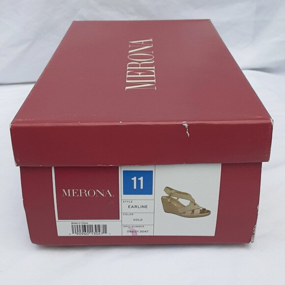 MERONA Gold Wedge Espadrilles Sandals | Size 11M w/Box - Picture 12 of 12